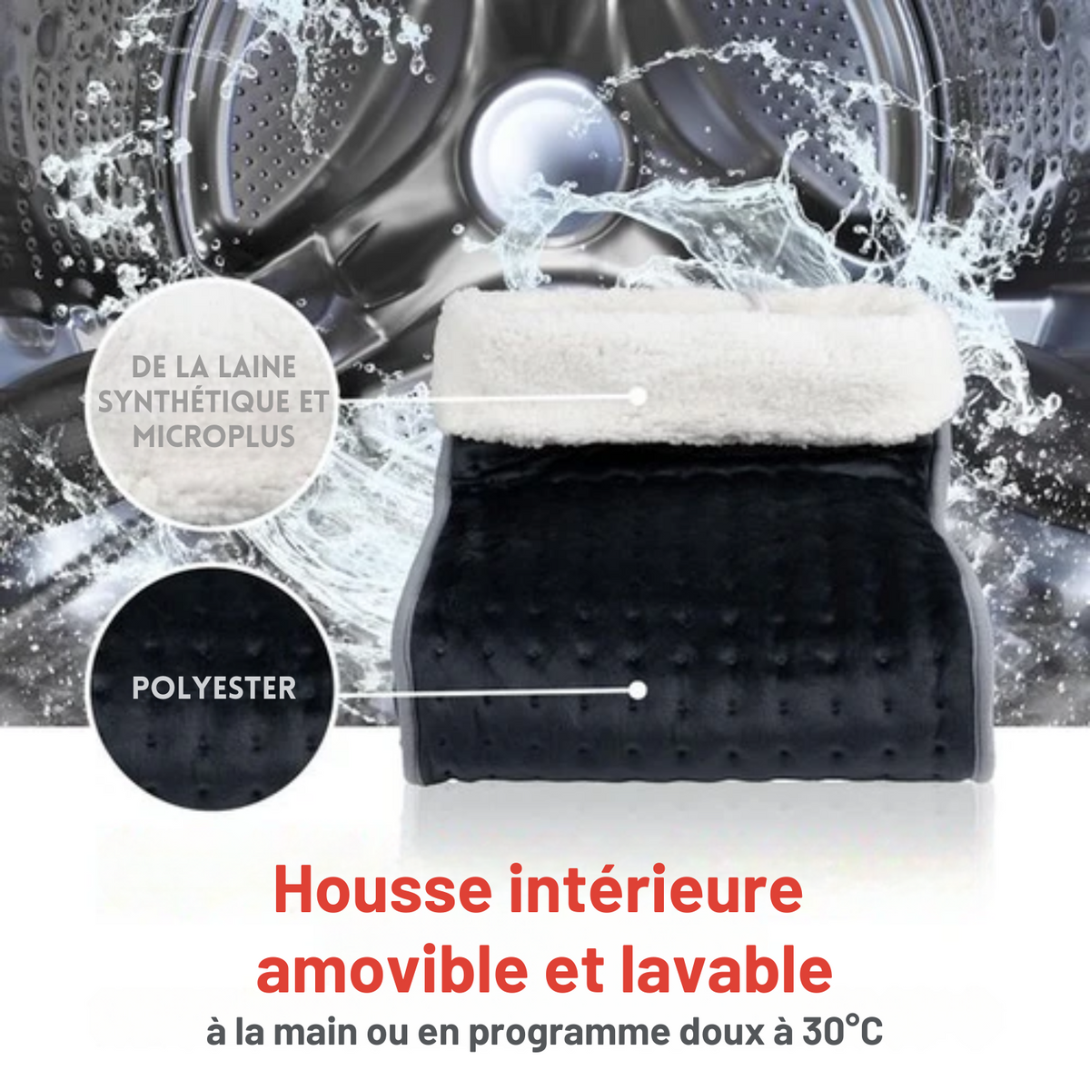 Chauffe-pieds électrique - Alpina - Lavable - 3 niveaux de chaleur - Gris foncé
