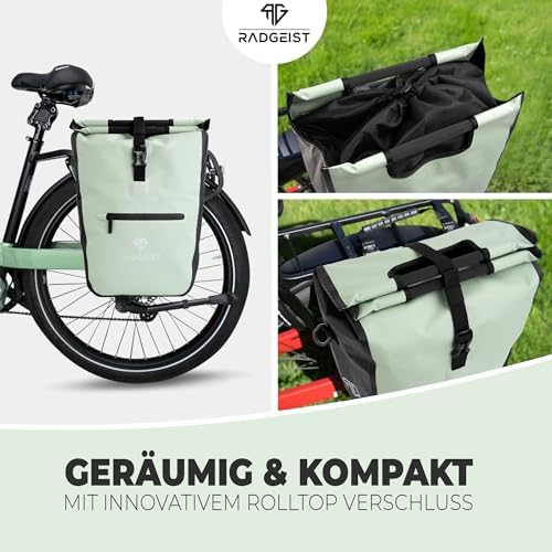 RADGEIST Sac de transport pour porte-vélos avec sac isotherme amovible et sac à provisions, 22-28 litres