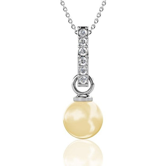 Yolora Collier Femme avec Pendentif - Perle Kalpa Camaka et Cristaux - Argent - Plaqué Or Blanc 18K - Collier Femme Argent - Bijoux - Coffret Luxe - Coffret Cadeau - Coffret Cadeau Exclusif - Bel Emballage Cadeau