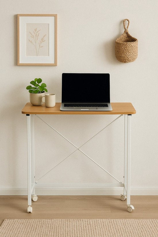 Ceruzo Wall Table - Bureau pliant - 80x40x75 cm - Table pliante - Table pour ordinateur portable - Blanc