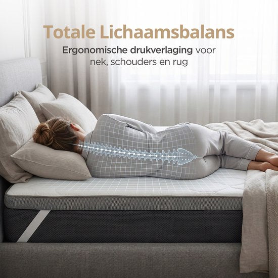 Sleeptime Twin Motion Topper 140 x 200 cm - Surmatelas - Surmatelas - Mousse à mémoire de forme hybride au gel - Dureté moyenne - Épaisseur : 8 cm