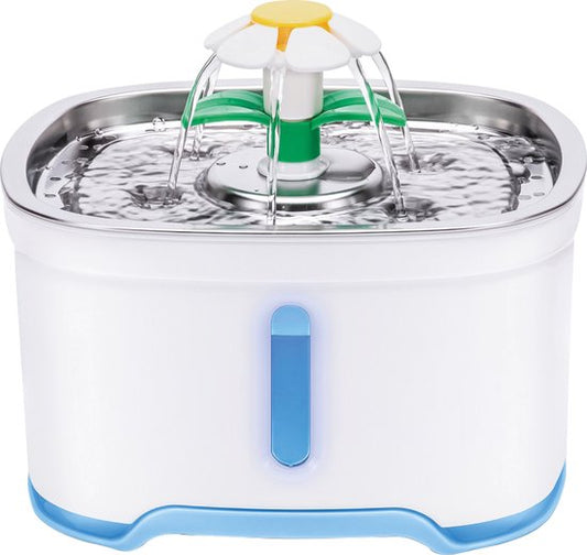 BRASQ Fontaine à boire pour chat et chien 2,5 litres - Fontaine à eau - Fontaine pour chat - Distributeur d'eau - Abreuvoir pour animaux - Blanc - Sans BPA - silencieux - Inclus 4 filtres de rechange + accessoires