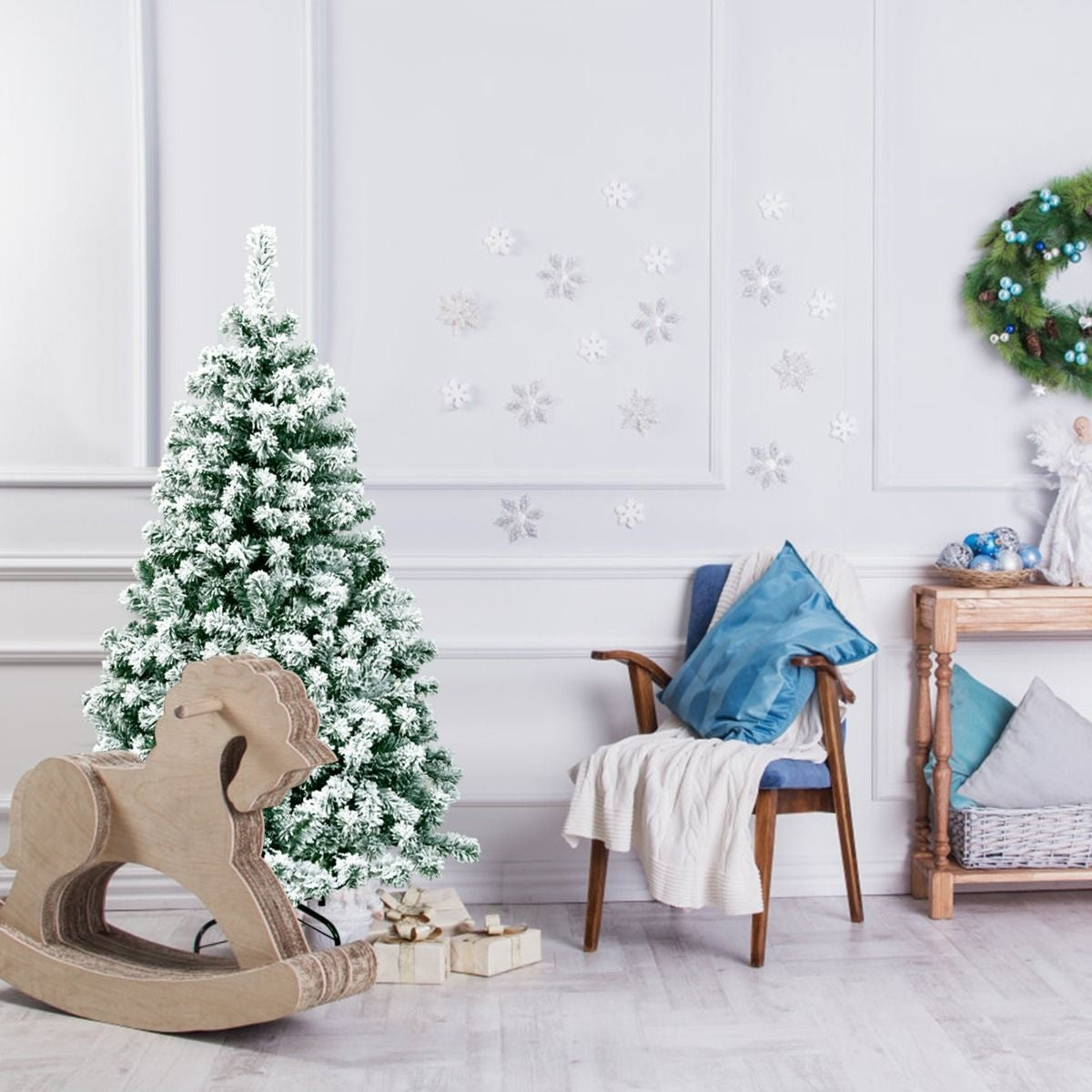Coast 135 cm sapin de Noël enneigé avec pied en métal