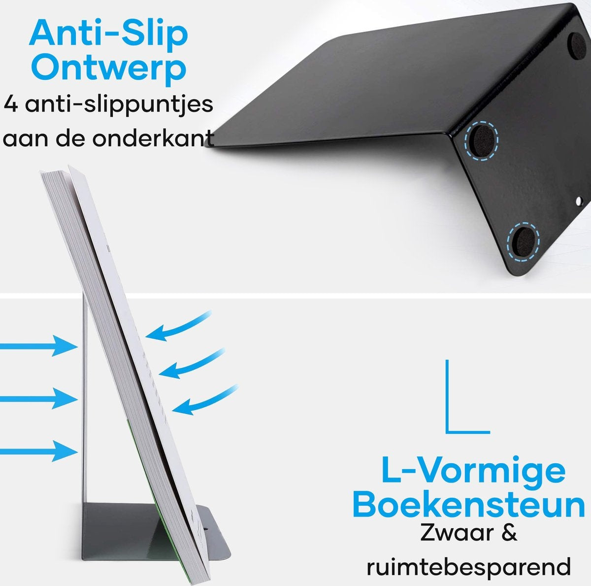 MATTI® - Serre-livres - Porte-livres en métal - Porte-livres - Lot de 2 - Noir