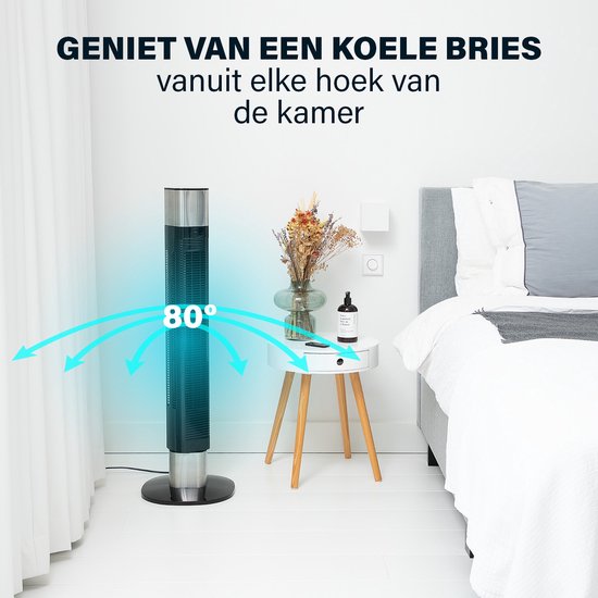 Ventilateur colonne intelligent – Sans pales – Avec application et télécommande – Minuterie – Économe en énergie – Princess 358280 – Noir
