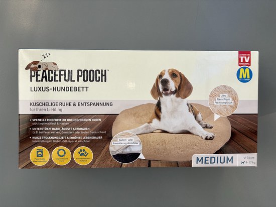 Peaceful Pooch M - panier moelleux pour chien - 76 cm de diamètre - pliable - disponible en plusieurs tailles. Panier pour chat - lavable - rembourrage amovible - soulage les articulations et les muscles - fond à picots antidérapant