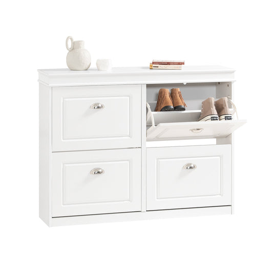 SoBuy FSR79-W Armoire à chaussures à 4 volets - 105x24x83 cm - blanc - espace pour 16 paires de chaussures