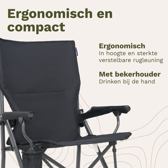 TRVLMORE Chaise de camping - pliable - capacité de charge de 120KG - sac de transport inclus - chaise pliante - chaise de pêche - chaise de camping - chaise pliante - gris