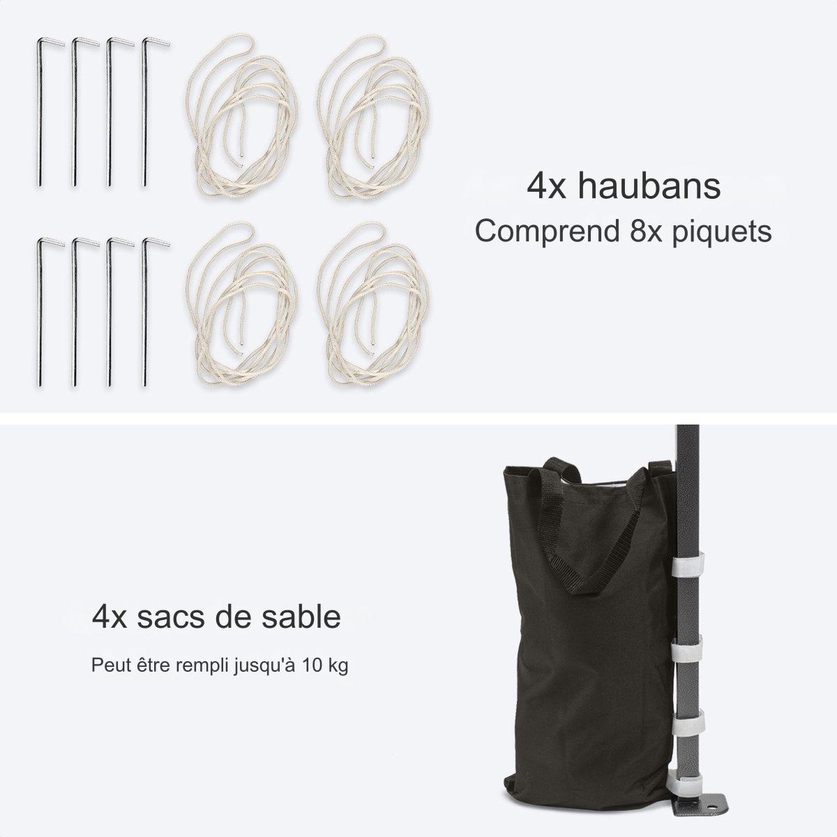 Tonnelle de jardin - LifeGoods - Pliable - Etanche - Sac de transport à roulettes - 3x3 m - Anthracite