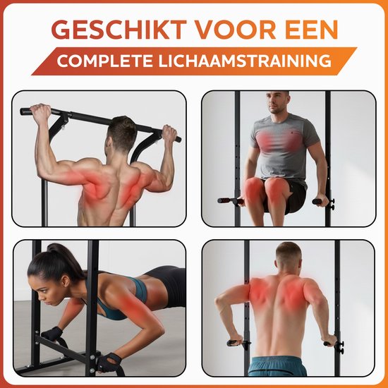 Fitby Pull Up Station - Station de musculation - Barre de traction - Station de dips - Barre de traction - Salle de sport à domicile - Fitness - Hauteur réglable - Noir