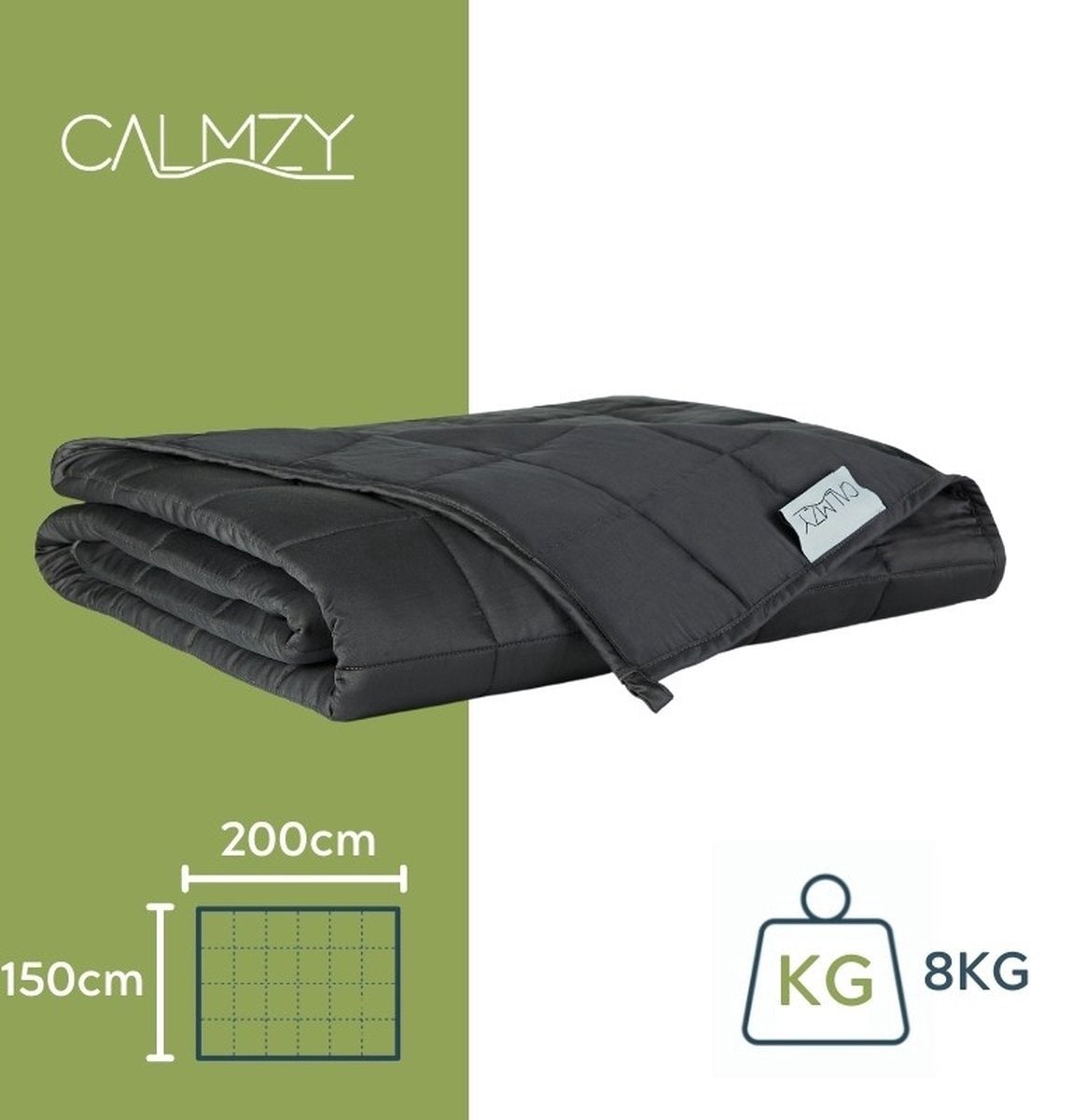 Calmzy - Couverture lourde 8 kg - Bambou - 150 x 200 cm - Gris foncé