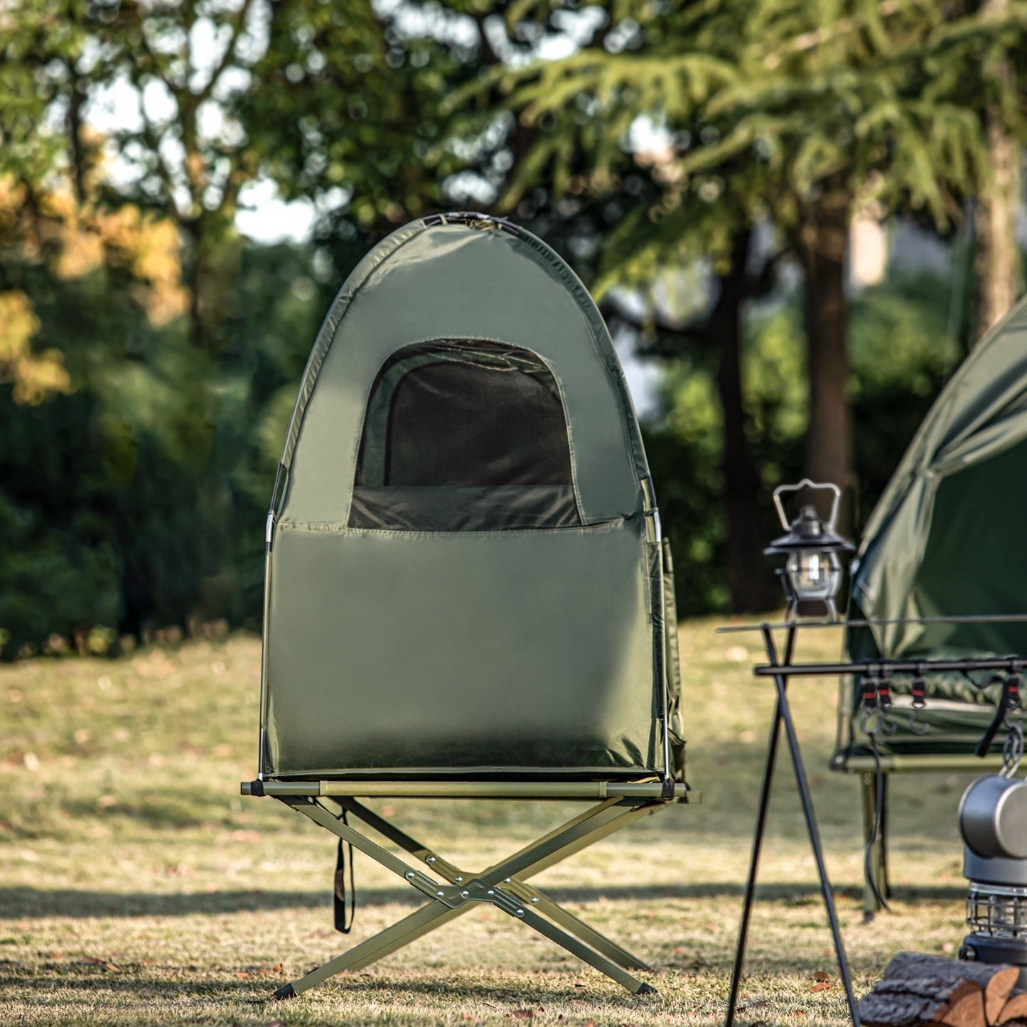 SoBuy OGS32-GR Tente une personne avec lit gonflable - pliable - jusqu'à 160 kg - 194 x 87 x 165 cm - vert