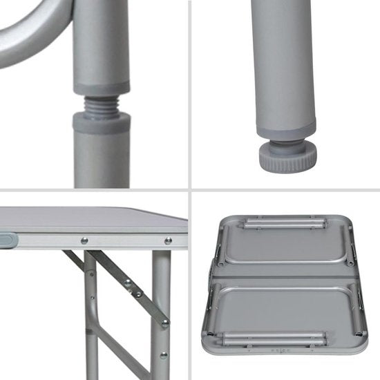 tectake® - Table de camping pliante - Table de camping portable - Table pliante d'extérieur - Table pliante - Résiste aux intempéries - 75x55x68cm - Gris