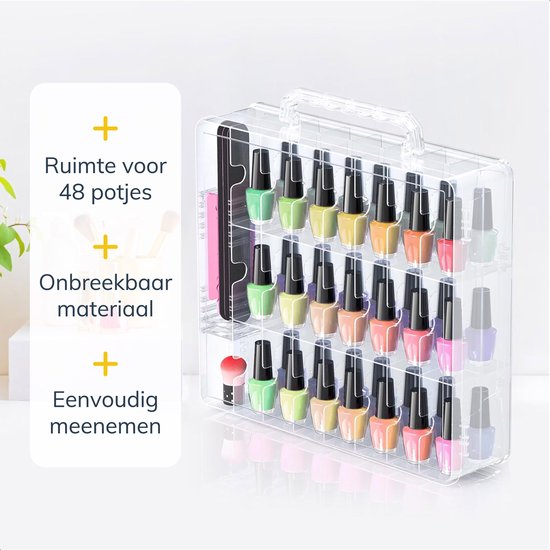 Vimora Trousse de vernis à ongles pour 48 pièces - Trousse - Vernis à ongles - Boîte de rangement - Beautycase - Styliste ongulaire - Maquillage - Organisateur - Pour les femmes