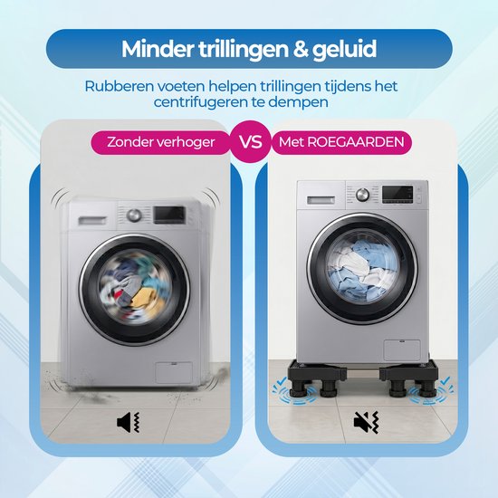 Surélevateur pour lave-linge Roegaarden - Anti-vibrations - Réglable - 8 pieds pour plus de stabilité - Facile à installer