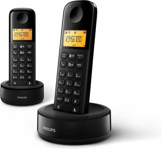 Philips D1602B/01 Téléphone résidentiel - Téléphone DECT - 2 combinés - Noir