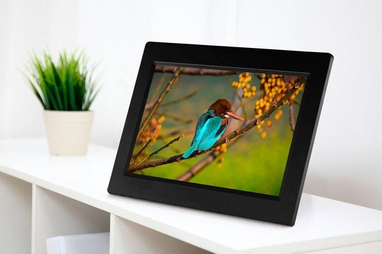 Cadre photo numérique Denver 10,1 pouces - écran en verre - HD - application Frameo - cadre photo - WiFi - IPS - écran tactile - 16 Go - noir - PFF1015B