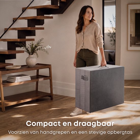 Matelas pliable CozySense® 90 x 200 cm – Matelas d'appoint – Matelas pliable – Respirant – Housse amovible et sac de transport – Épaisseur : 10 cm – Ferme-moelleux