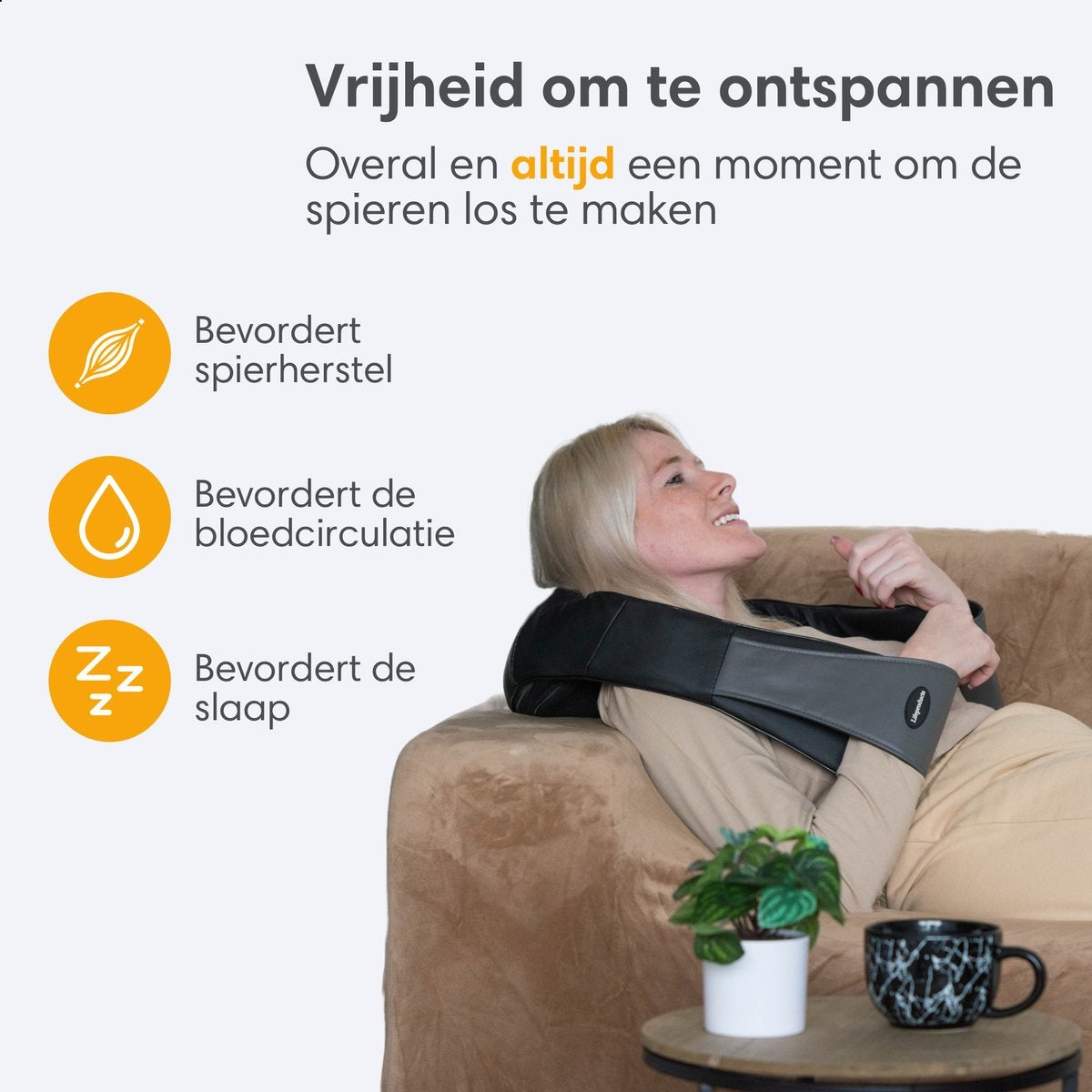 Masseur - Lifeproducts - Coussin de massage Shiatsu - Masseur de cou et dos avec fonction chaleur