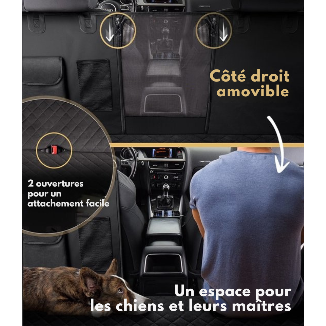 Housse de voiture pour siège arrière de chien - HELDENWERK - imperméable et résistante aux rayures - avec protection latérale et fenêtre de visualisation - noir