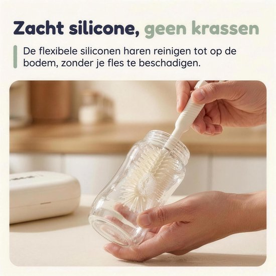 Kit de brosses pour biberons Numsy « On The Go » - Brosse pour biberon en silicone - Brosse pour biberon longue