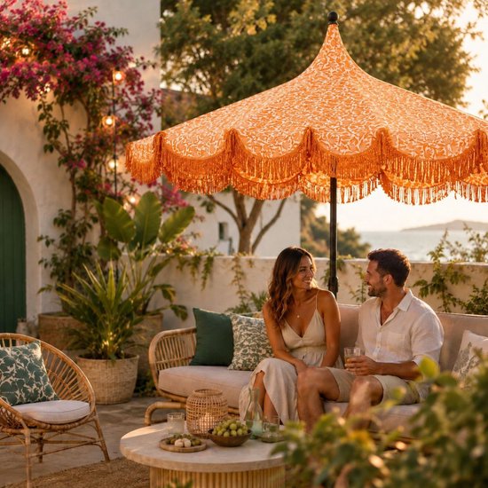 Mica Decorations Kelly Parasol avec sac de transport - Parasol à mât 238 x Ø235 cm - Parasol de jardin ou de balcon - Polyester, acier - Orange