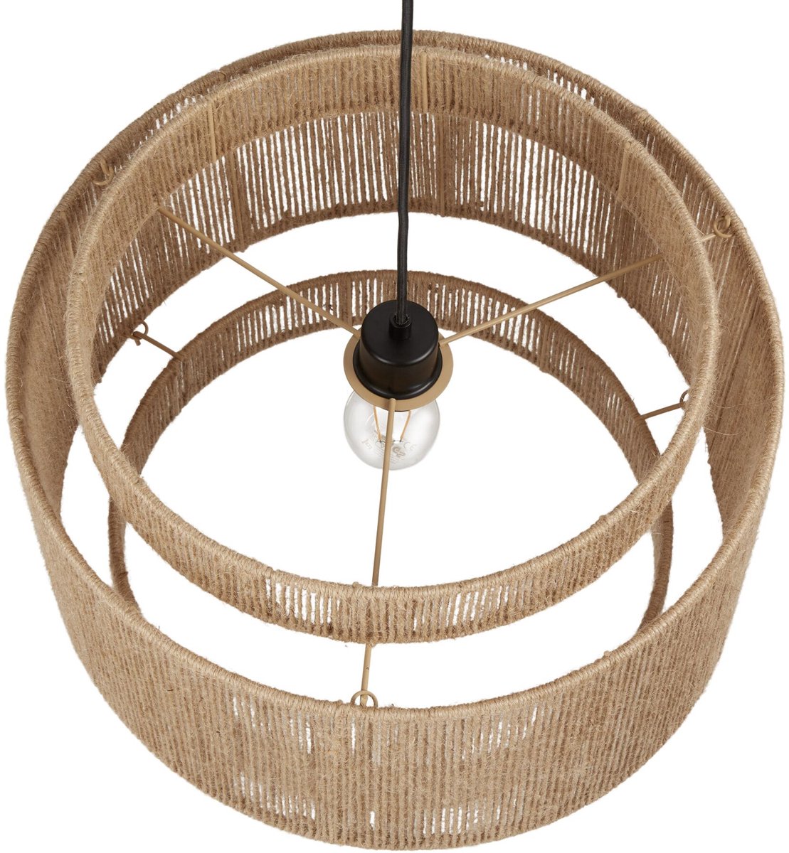 tectake® Plafonnier Lignea Lux - Lampe pendante Boho - Jute Nature - Ø46 x 32 cm - 40W