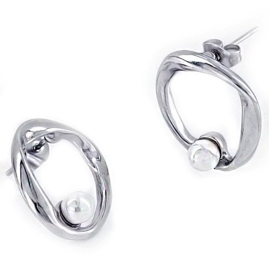 Boucles d'oreilles femme avec perle Ardea Silver - Laura Ferini - Acier inoxydable étanche