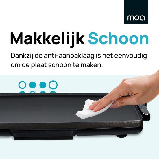 MOA Table grill - Gril - Plaque de cuisson - Teppanyaki - Electrique - 68 x 36 cm - Thermostat réglable - Revêtement antiadhésif - TG218B - Noir