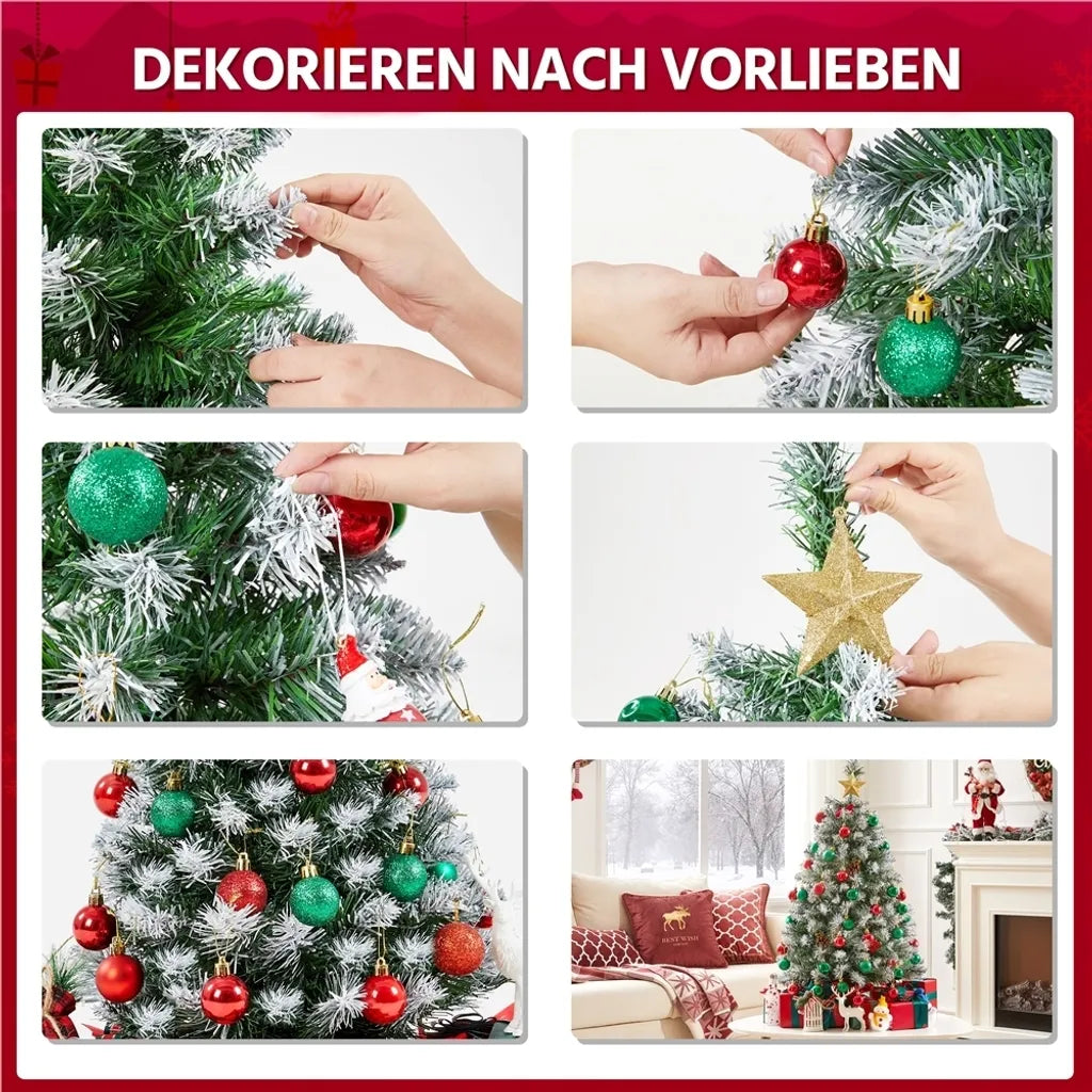 Yaheetech Arbre de Noël Artificiel - 90 cm - Effet de neige - Table Top - 96 branches - Standard - Vert