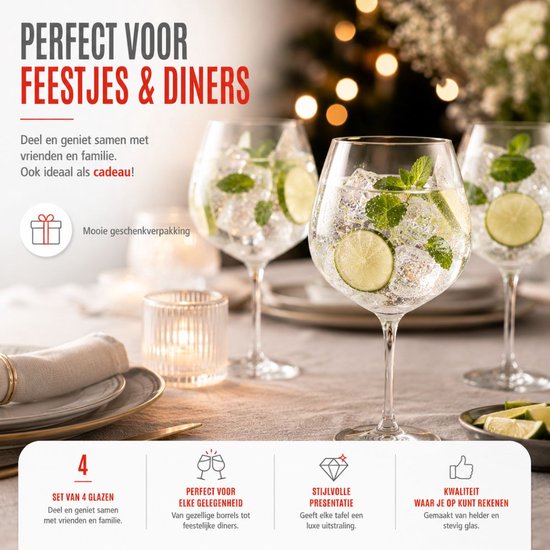 Verres à cocktail Alpina, lot de 4 - Verres pour gin tonic, Aperol Spritz et cocktails - Verre à gin tonic 73 cl - Set à cocktails - Verre