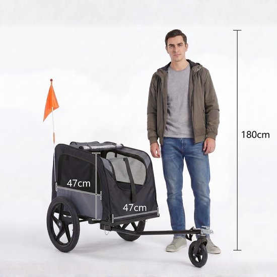 Remorque à vélo pour chien Outbee - Remorque à vélo pour chien - Remorque à vélo pliable pour chien - Chariot pour chien - Poussette pour chien