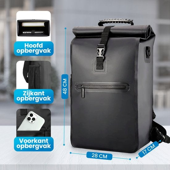 Avalo Bicycle Bag - Sac à dos/Sac à bandoulière/Sac à vélo - 25L - Imperméable - Noir