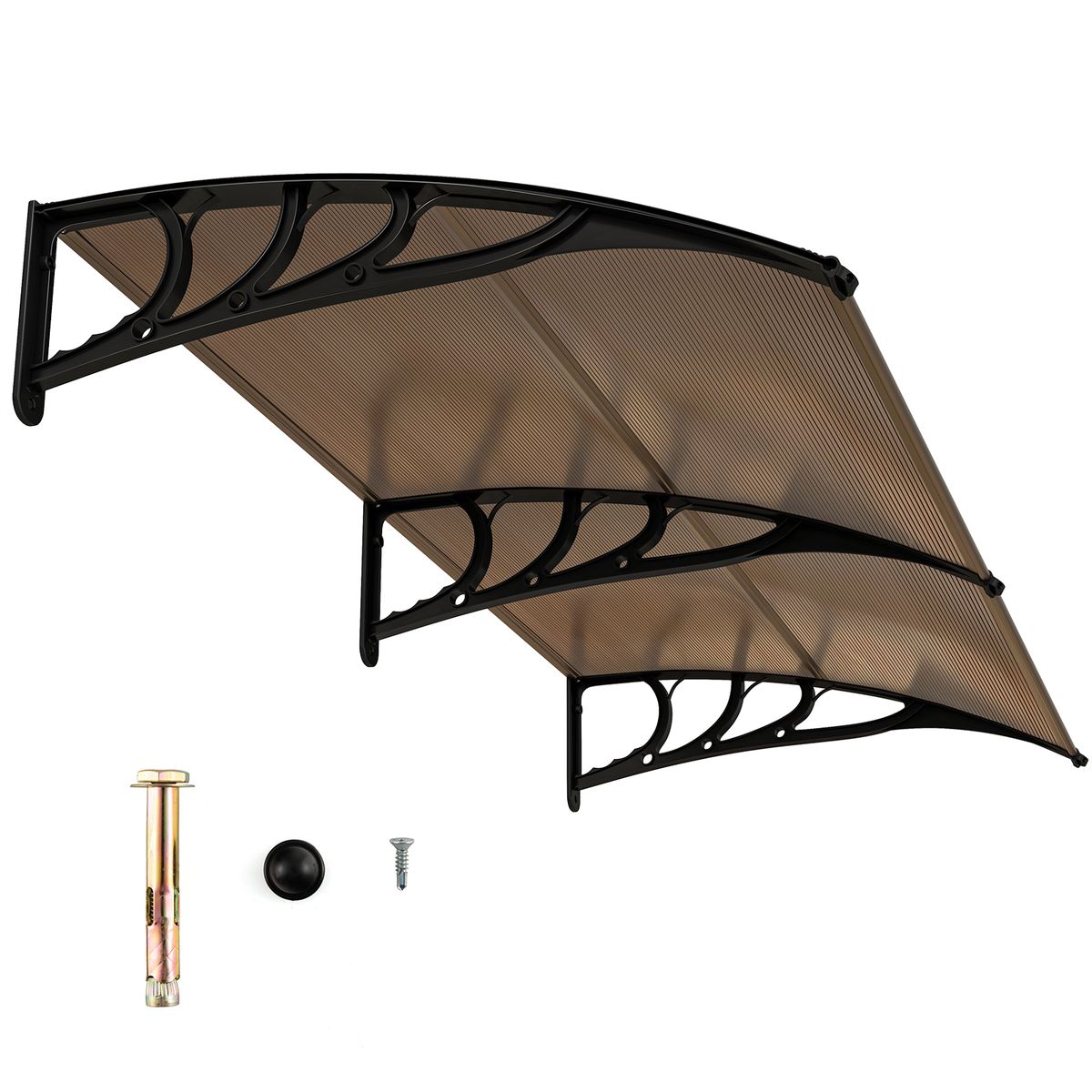 Auvent de porte d'entrée Coast - structure robuste en aluminium - protection UV - couleur café - 199 x 99 cm