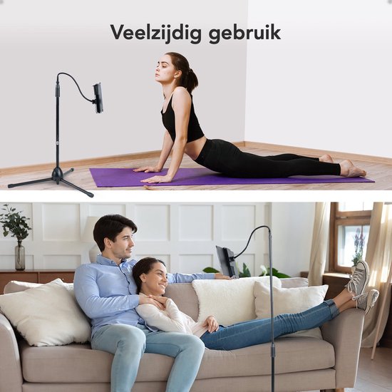 Studio Me Phone Tripod - Tablet Stand - 175 cm - Tripod Smartphone - Tablet Holder - Black - Incl. Ipad Holder & Phone Holder - Tablet Tripod - Phone Stand