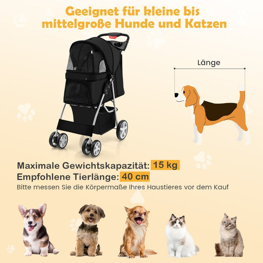 Coast Dog car pet buggy jusqu'à 15 kg 81 x 45 x 101 cm noir
