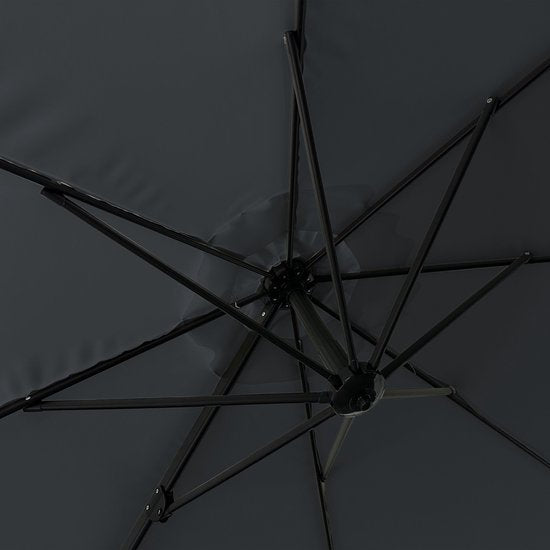 Parasol suspendu AXI Solea Ø 300 cm anthracite/gris, housse incluse – Armature thermolaquée avec pied en croix – Rotation à 360° – Toile anti-UV