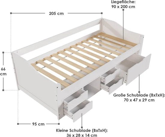 Lit simple Nalu - Blanc - 90 x 200 cm