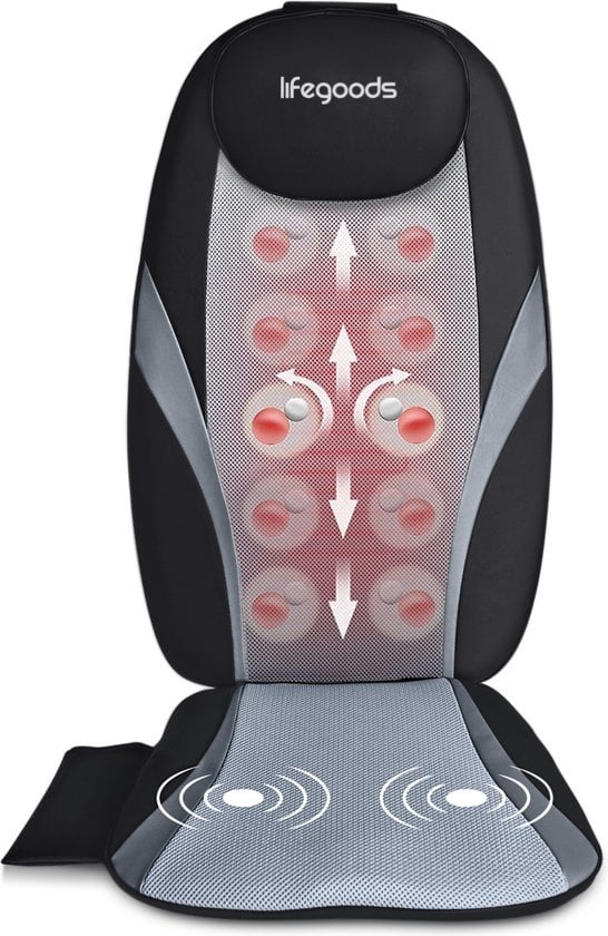 Coussin de massage Shiatsu - Auronic - Fauteuil de massage - Dos - Infrarouge - Noir