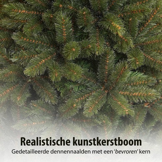 Sapin de Noël Triumph Tree Forest Frosted H 155 cm - Décoration de Noël d'intérieur avec des aiguilles givrées - Sapin artificiel rond avec structure emboîtable et système de fixation par clic - Ø 119 cm - Vert