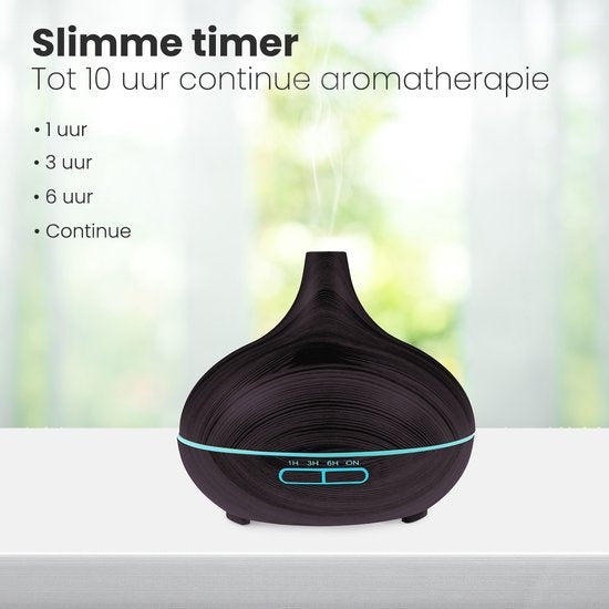 Auronic Diffuseur d'arômes - 300 ml - Humidificateur - 7 couleurs LED - 2 huiles incluses - Brun foncé