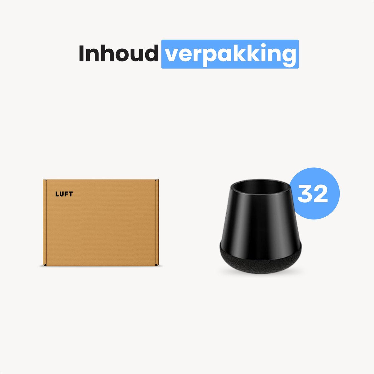 Luft Protège-jambes de chaise avec feutre - 32 pièces - Rond - 12-16 mm - Noir - Protection du sol contre les rayures - Protège-jambes de chaise avec insonorisation