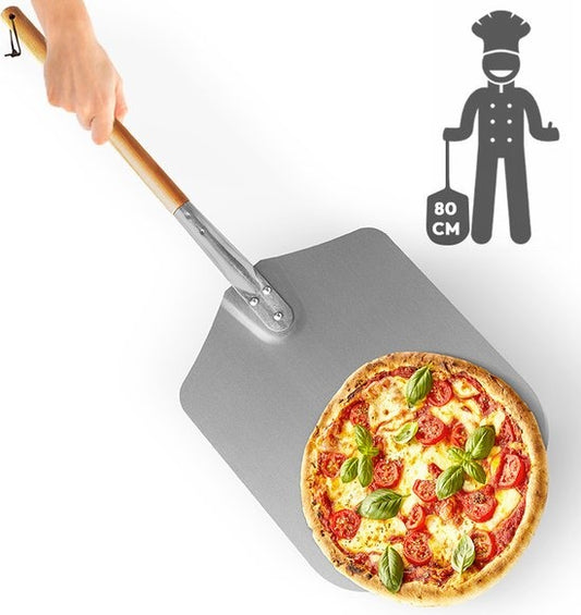 Gadgy Pelle à pizza pour BBQ et four - Spatule à pizza - Cadeau de fête des pères - Long manche en bois - VOphangible - Aluminium