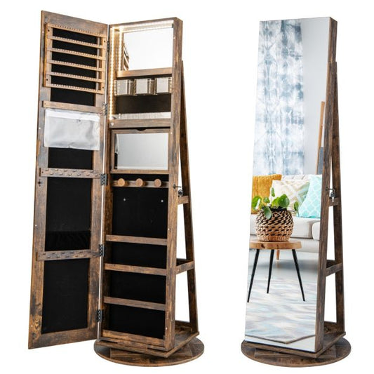 Armoire à bijoux Coast - MDF - Miroir & Led inclus - 54,5 cm x 161 cm - Vintage