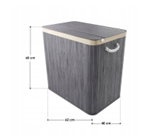 Panier à linge en bambou Juskys - 150 litres - 3 compartiments - gris - avec couvercle