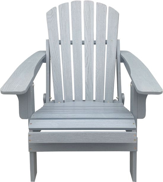Chaise AXI Rosalie Adirondack Grise – Chaise de détente en bois avec accoudoirs – Pliable – Dossier haut – Chaise de jardin – 75,5 x 86,5 x 85 cm – 100 % bois de pruche certifié FSC