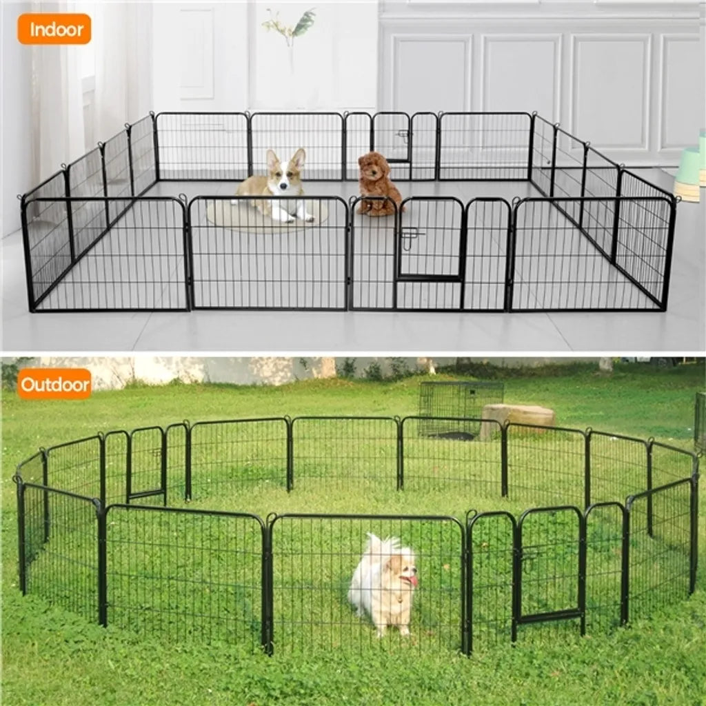 Yaheetech Parc à chiots - 16 pièces - 60 cm - avec 2 portes - noir