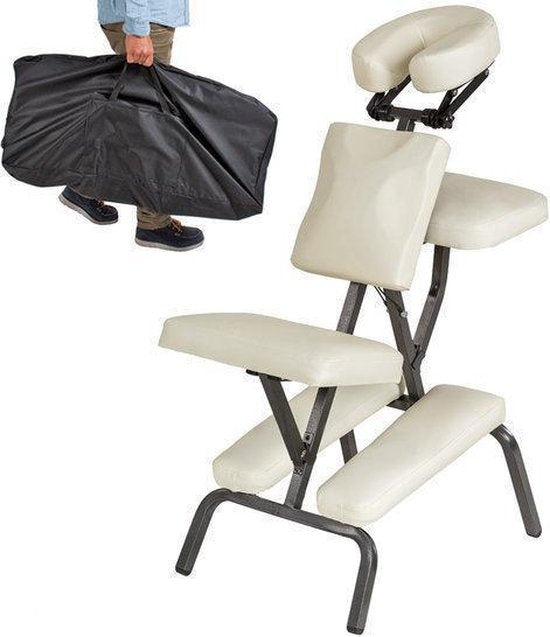 Fauteuil de massage, fauteuil de traitement avec rembourrage épais beige incluant un sac de transport noir