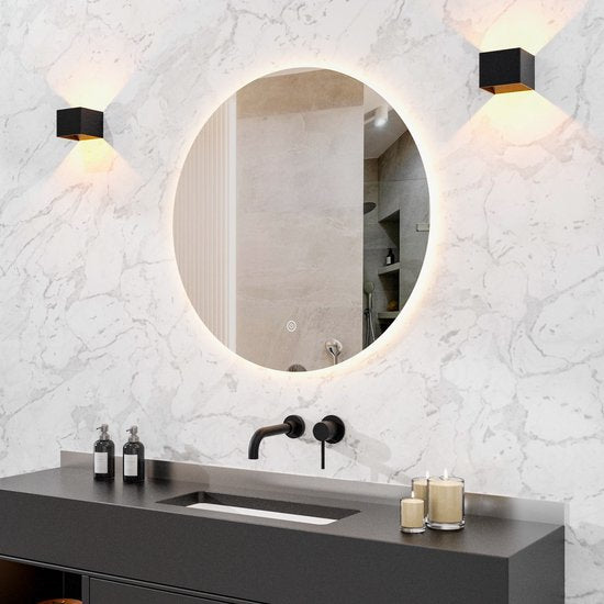 Miroir de salle de bain - Mirlux - avec éclairage LED et chauffage - rond - anti-condensation - 80CM