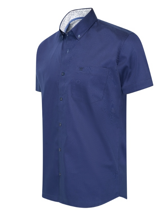 Cappuccino Italia - Chemise à manches courtes Uni pour homme - Marine - Taille XXL